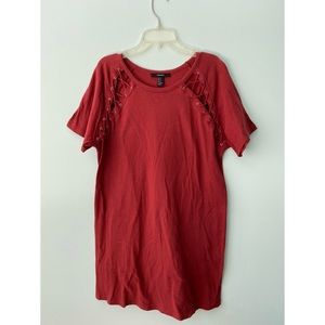 T shirt dress with lace up detail